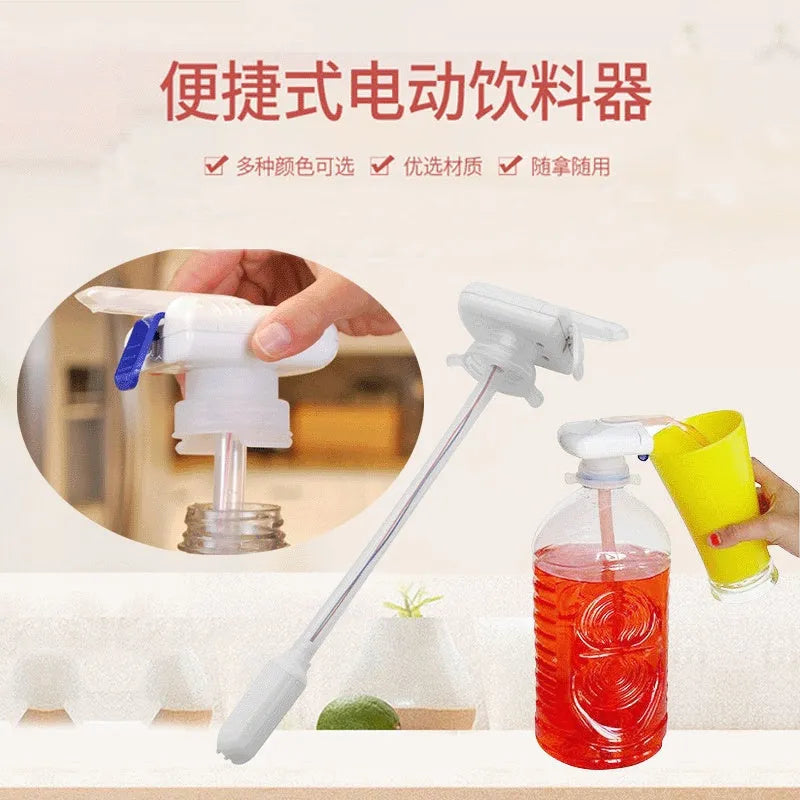 Electric pumping water device with silicone straw for milk and juice transfer with blue pressure handle