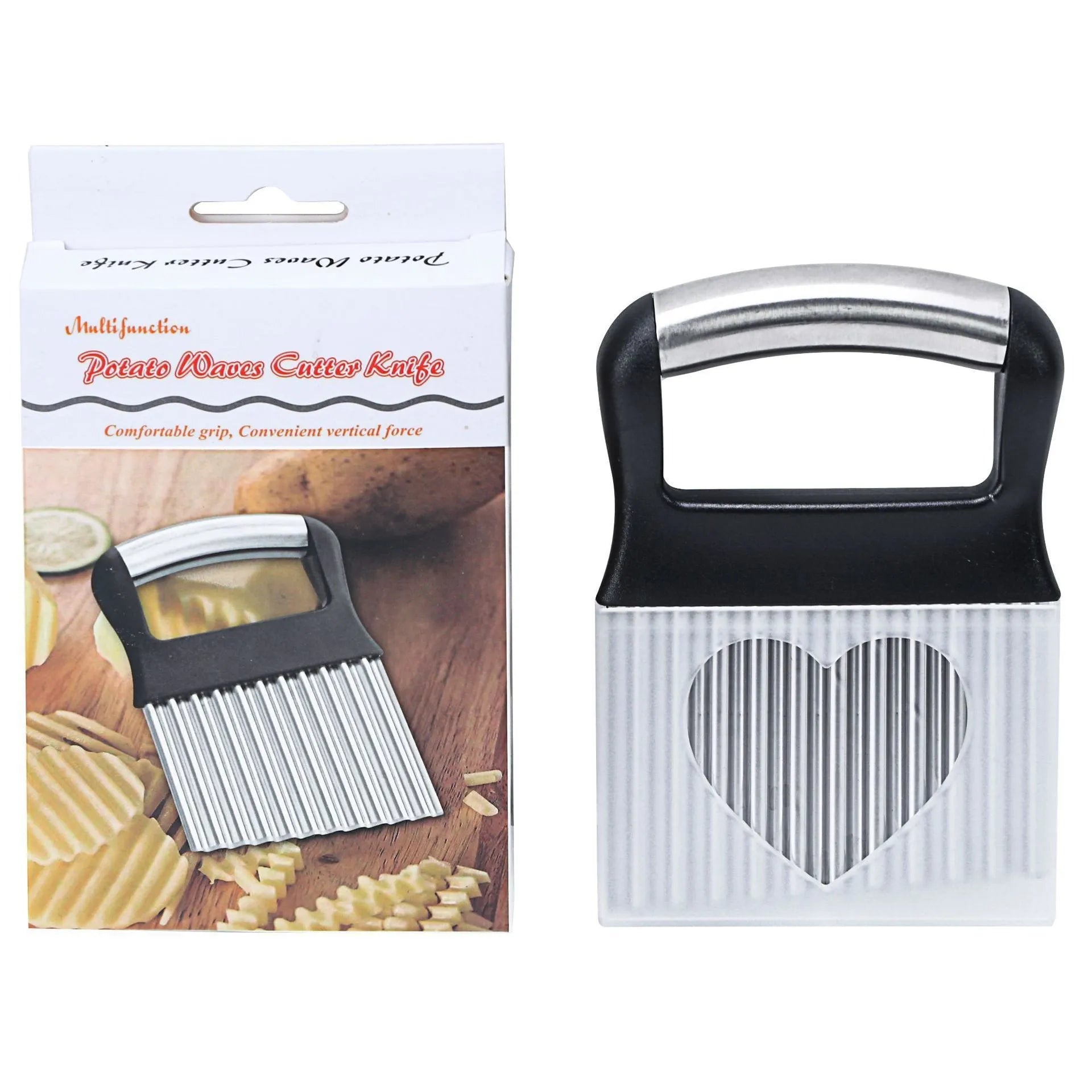 Stainless steel potato wave knife for making crinkle cut chips and waffle fries