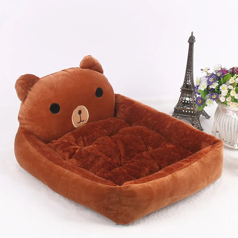 Cartoon-style washable pet bed sofa for a small dog or cat, shown in a choice of colours.