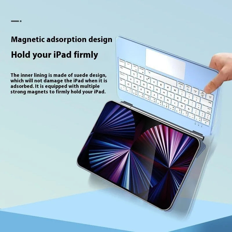 Suspension Magic Bluetooth keyboard with magnetic iPad attachment in black white pink purple or blue
