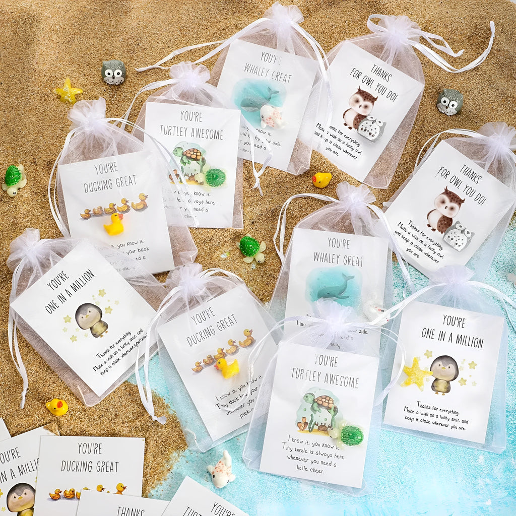 Set of resin pun greeting cards with A Scrape of the Pen design for office or gift use.