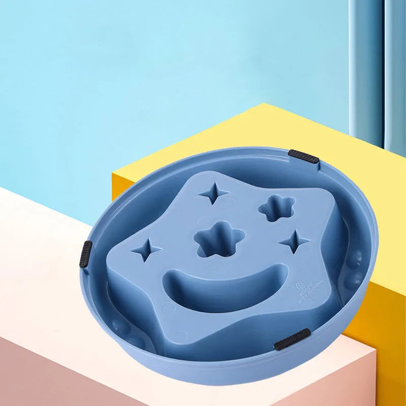 Moon star wings design dog slow food bowl in blue, grey, green, pink or yellow colours