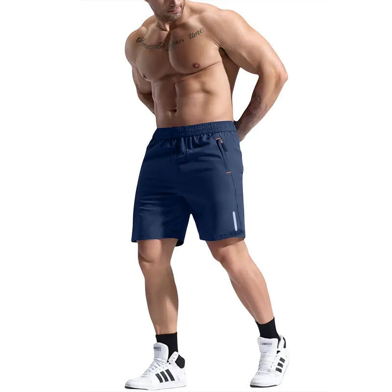 Men's grey bamboo fibre sports shorts with an elastic drawstring waistband.