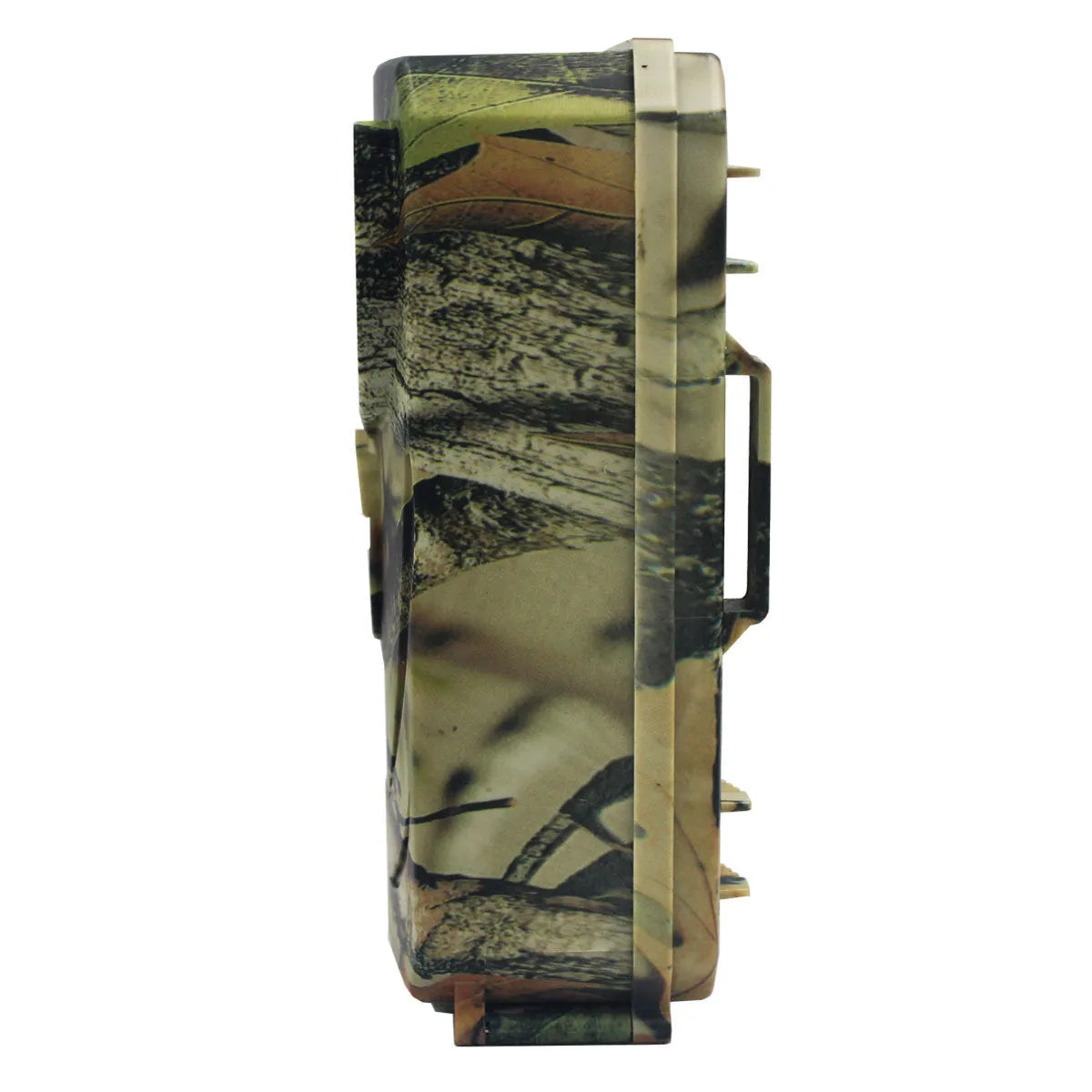 Yellow brown 16MP hunting camera with infrared LEDs and compact plastic housing