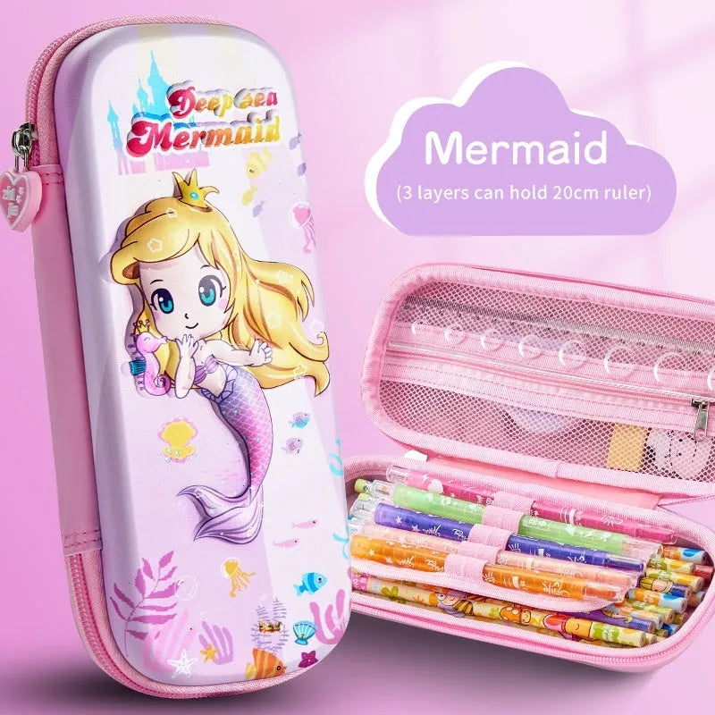 3D leather pencil case with zip closure showing one of 22 available colour pattern designs