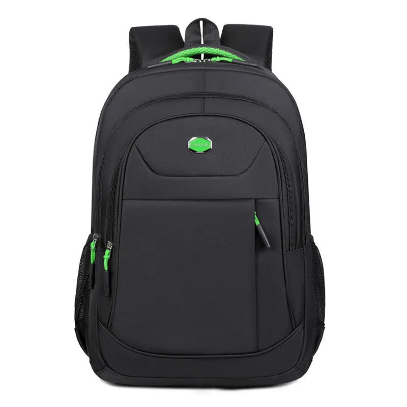 College student Oxford cloth backpack with curved shoulder straps and multi-layer compartments in black colour