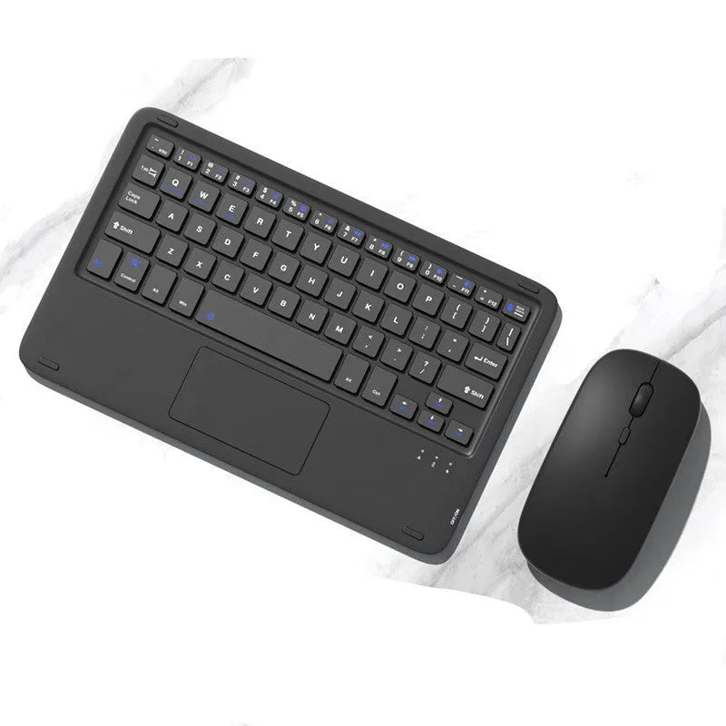 Mute wireless mouse and touch keyboard set in pink green black and white with USB Bluetooth dual-mode for tablets