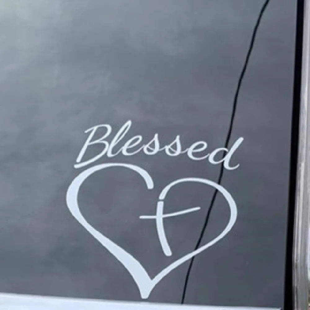 Faith Hope Love text inside a heart shape on a black, white, and red vinyl sticker.