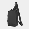 Casual black TPU camouflage pattern chest bag with single shoulder strap and soft handle.