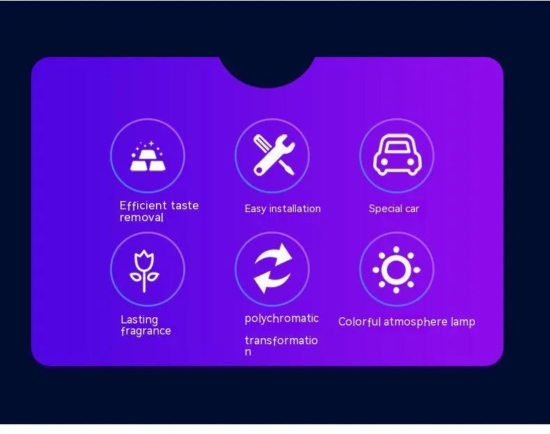 Black automobile air outlet ambience light with LED and aromatherapy deodorant function for car vents
