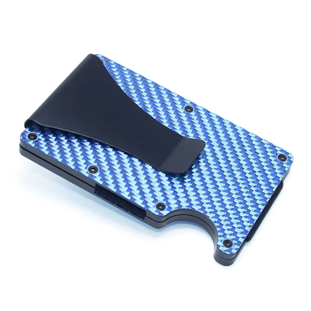 Carbon fibre card holder wallet with geometric design in multiple finish options