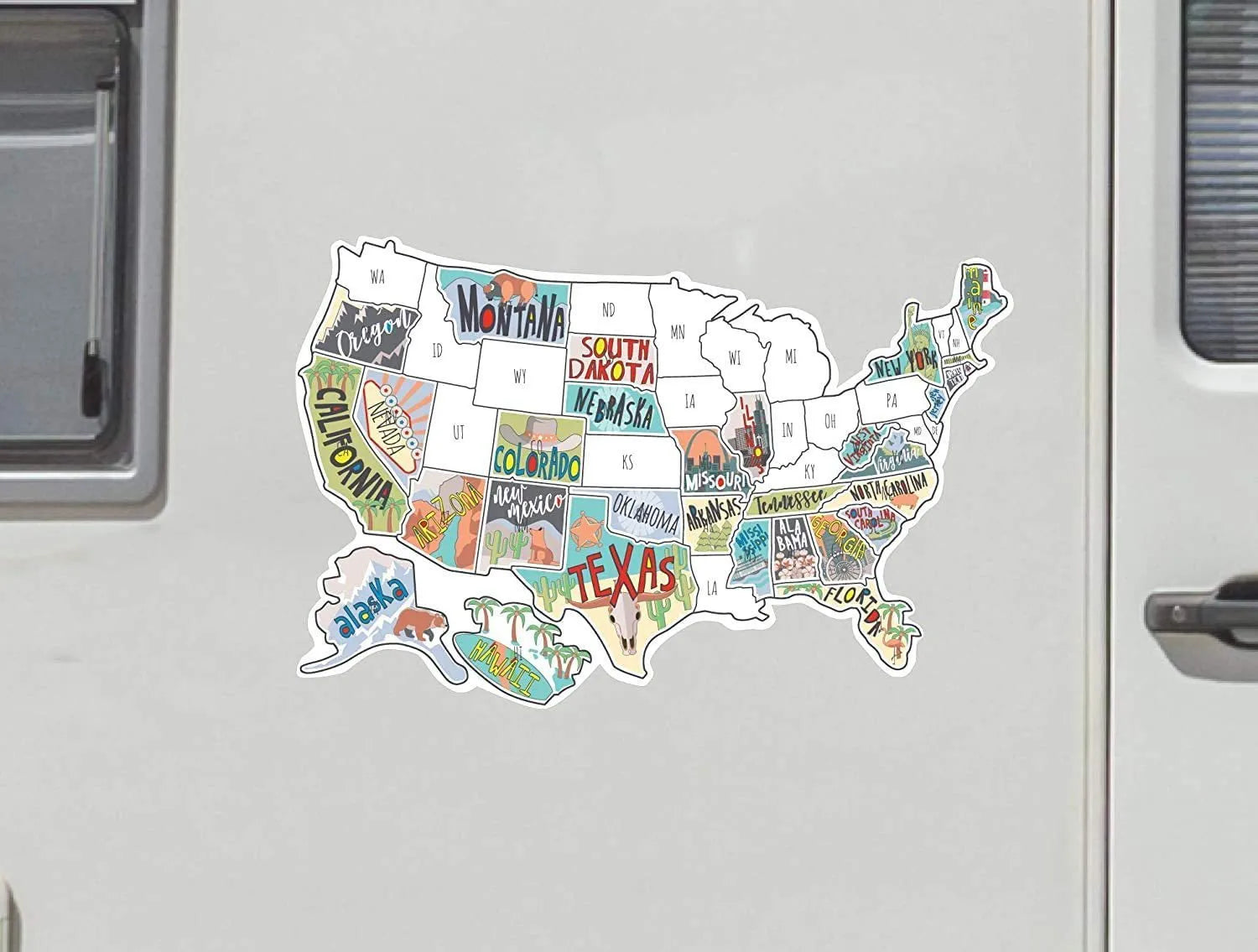 Travel sticker set and white background map for car body customisation with adhesive vinyl letters