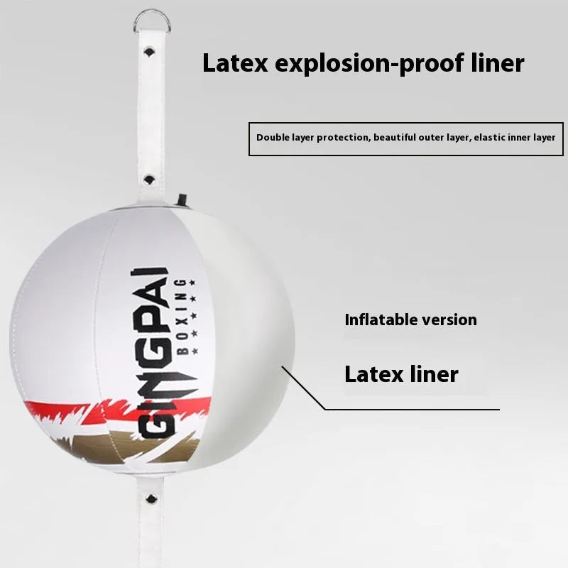 PU hanging boxing speed ball for reaction training in black, black and green, or white colour.