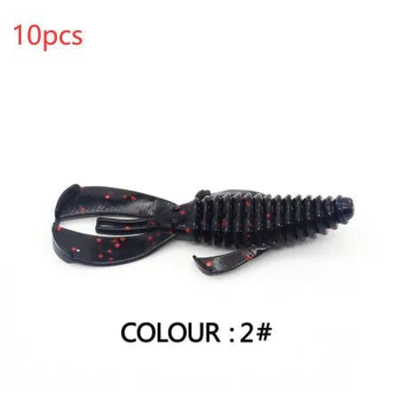 PVC soft plastic fishing lure in a selection of colours, shown in 8cm and 12cm sizes.