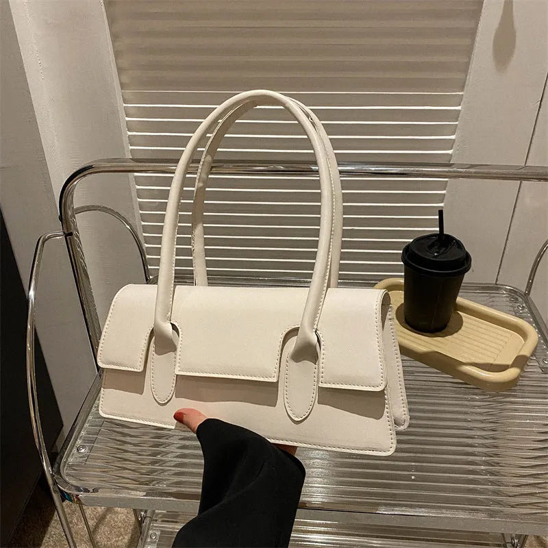 Women's retro style small square PU bag with single shoulder strap in black, brown, white, or yellow
