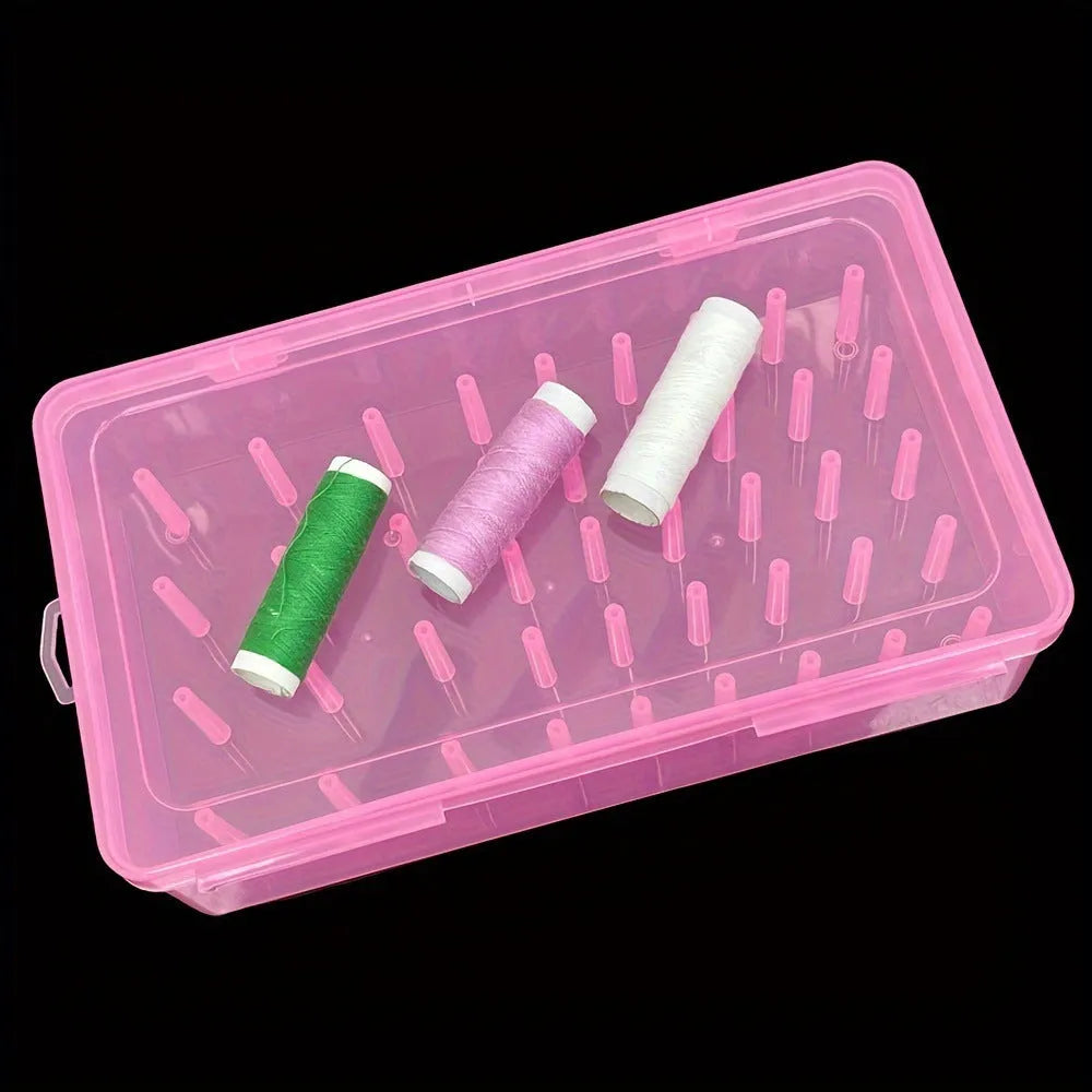 Plastic embroidery storage box with 42 compartments for organising sewing threads and accessories