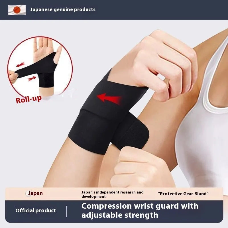 Adjustable black and skin colour athletic wristguards for badminton, tennis and volleyball sports.