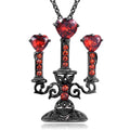 Women's retro gothic necklace with hollow candlestick pendant and cross chain in antique finish.