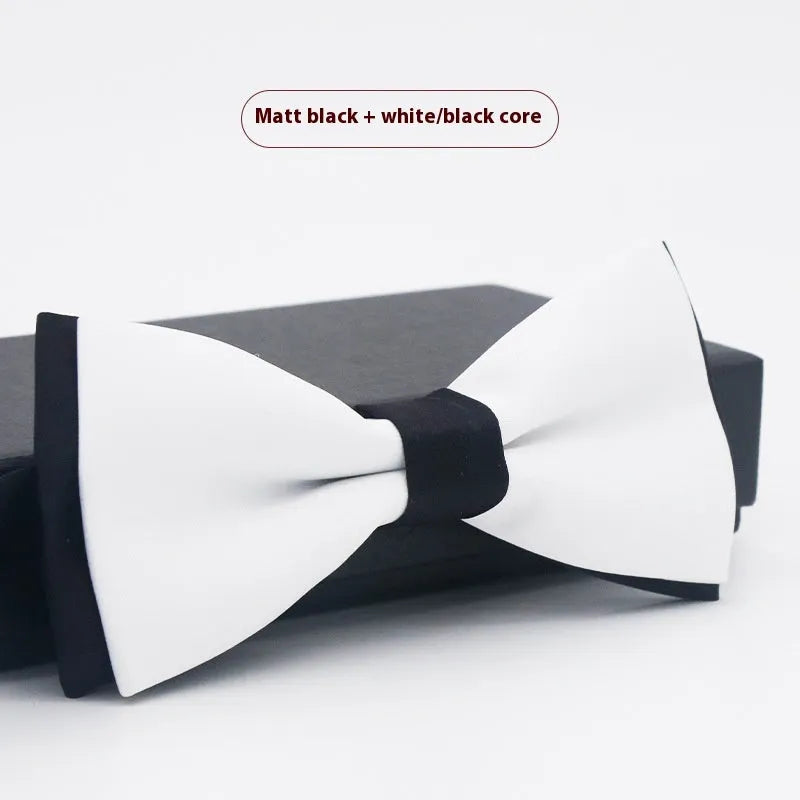 Men's solid colour formal bow tie in flat head style showing 12x6cm dimensions