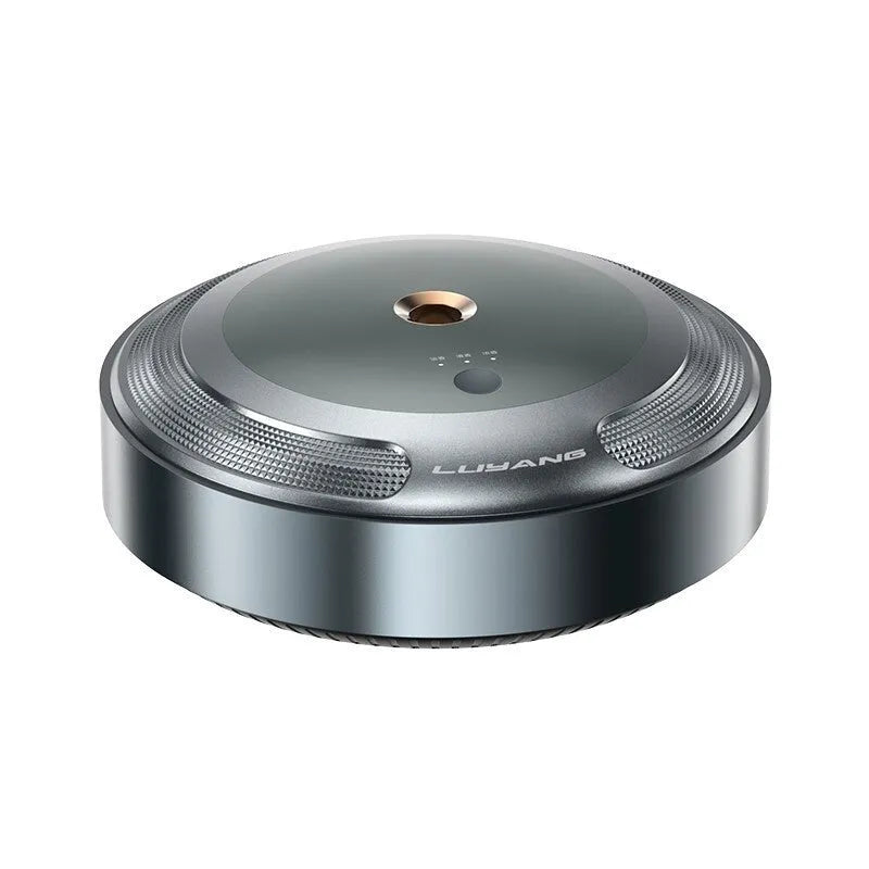 Zinc alloy automatic car perfume dispenser with 89mm metal body and fragrance refill bottles on vehicle dashboard