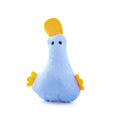 Yellow duck plush pet toy with catnip filling, squeaker sound, and rattle paper for dogs and cats