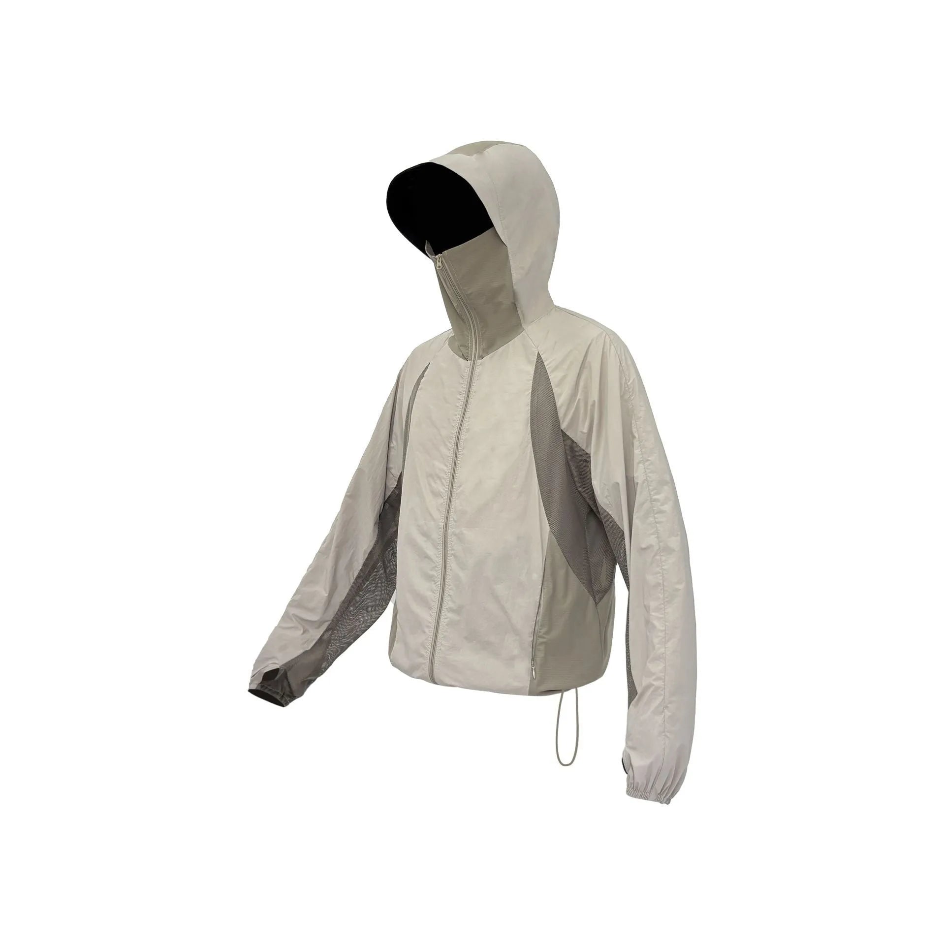 Mesh stitching thin nylon UV protection sun hoodie in desert brown colour