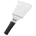 Black stainless steel pet grooming rake comb measuring 33cm for dogs and horses