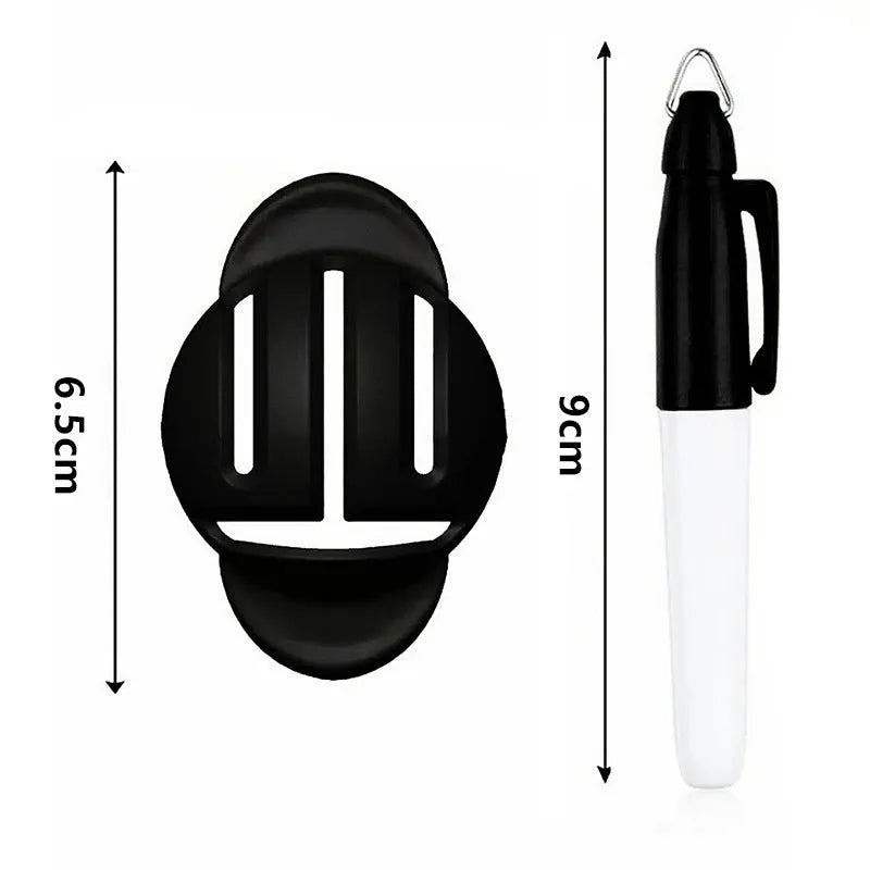 Golf putter alignment tool with plastic scriber markers and drawing pens for practice green line marking