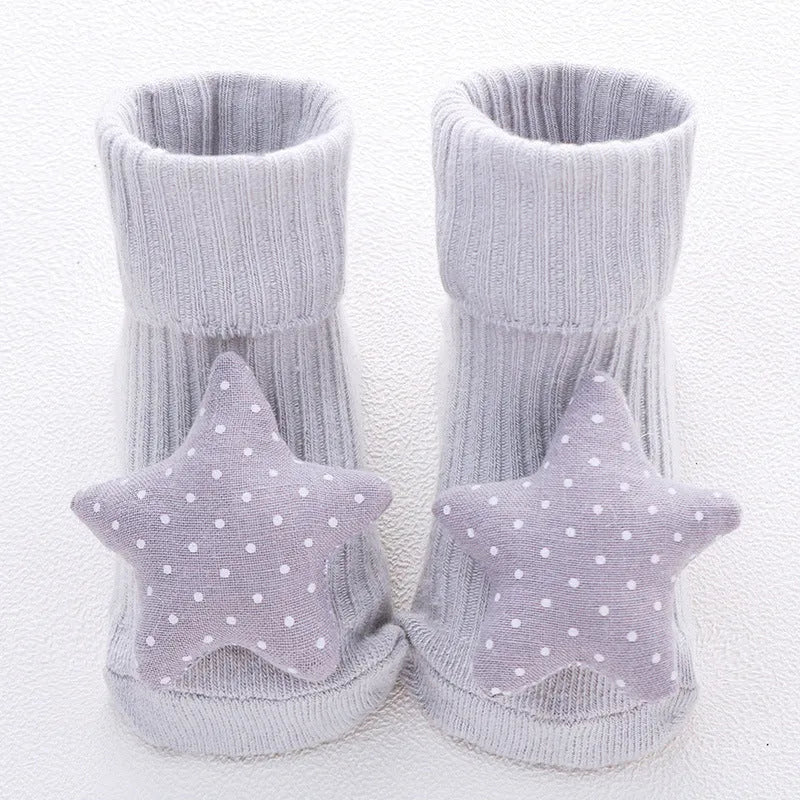 Cotton baby floor socks in various colours for crawling and walking