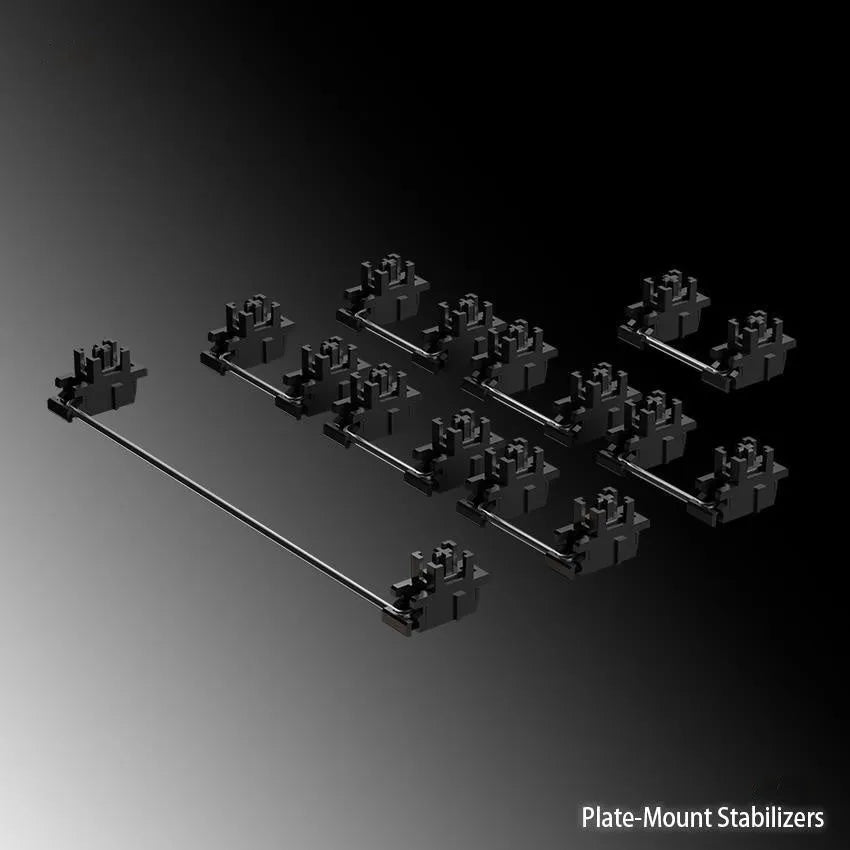 Keyboard stabiliser accessories in black and milky white colours for mechanical keyboards