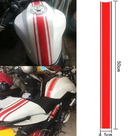 Long black reflective pinstripe motorcycle sticker for gas tank lid customisation