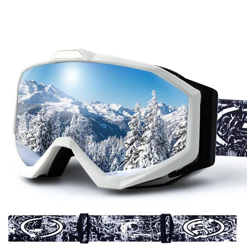Motorcycle goggles with double-layer anti-fog lenses in a black frame with gray lens.