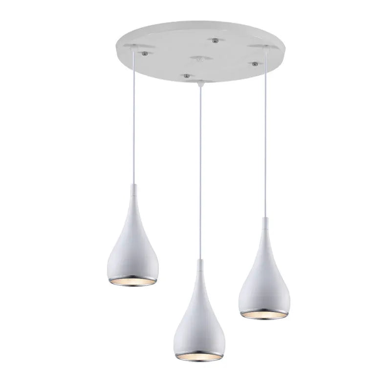 Minimalist iron restaurant chandelier bedside lamp in black, chrome or white finishes