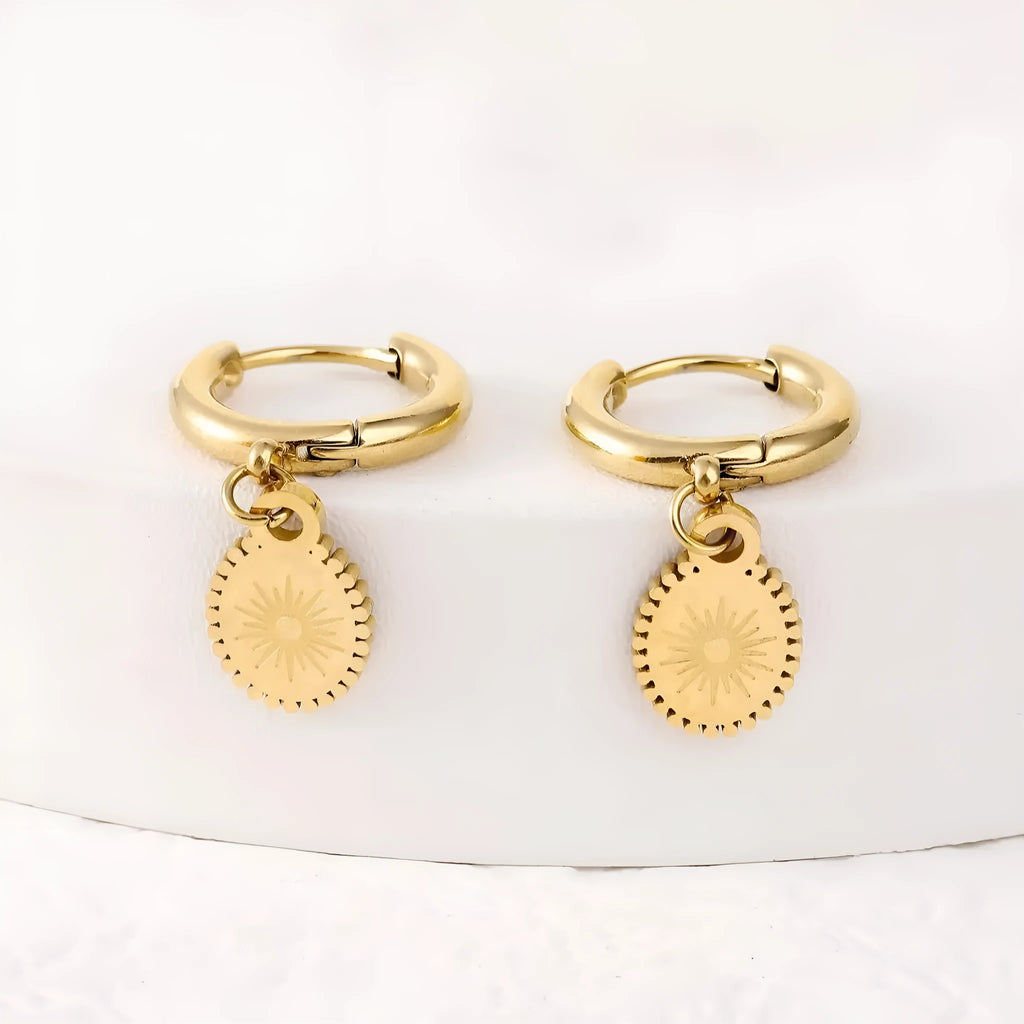 Stainless steel geometric earrings with ellipse design elements in colour XY-EH005