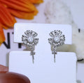 Baroque S925 sterling silver flower earrings with matching silver ring holder for jewellery storage