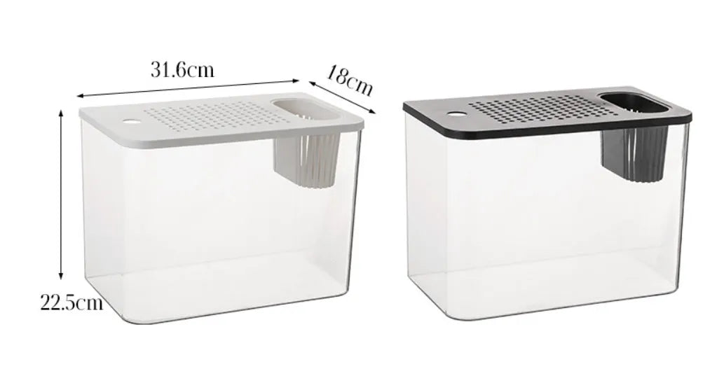 Ecological betta fish tank with transparent cover in black or white plastic construction