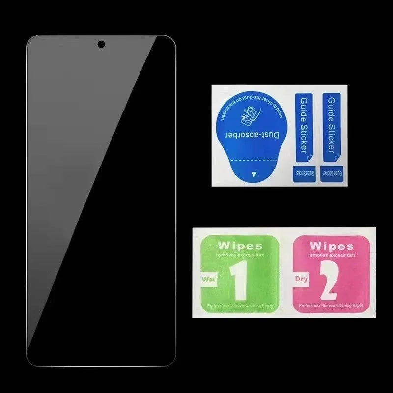 Minimalist anti-spy privacy screen protector for Xiaomi Poco and Redmi Note smartphones with blue light filter