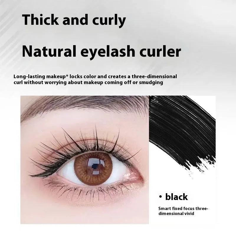 Waterproof steel tube mascara with black or brown shades and optional eyelash curler