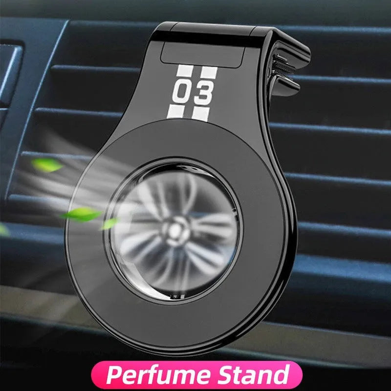 Magnetic car phone holder mounted on car air vent with smartphone attached
