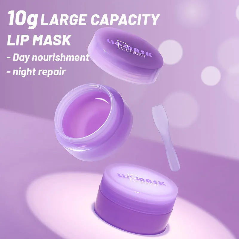 Box containing 10ml exfoliating lip balm and a lip scraper tool for dry lip care