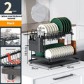 White double-layer removable kitchen draining and storage rack with carbon steel construction