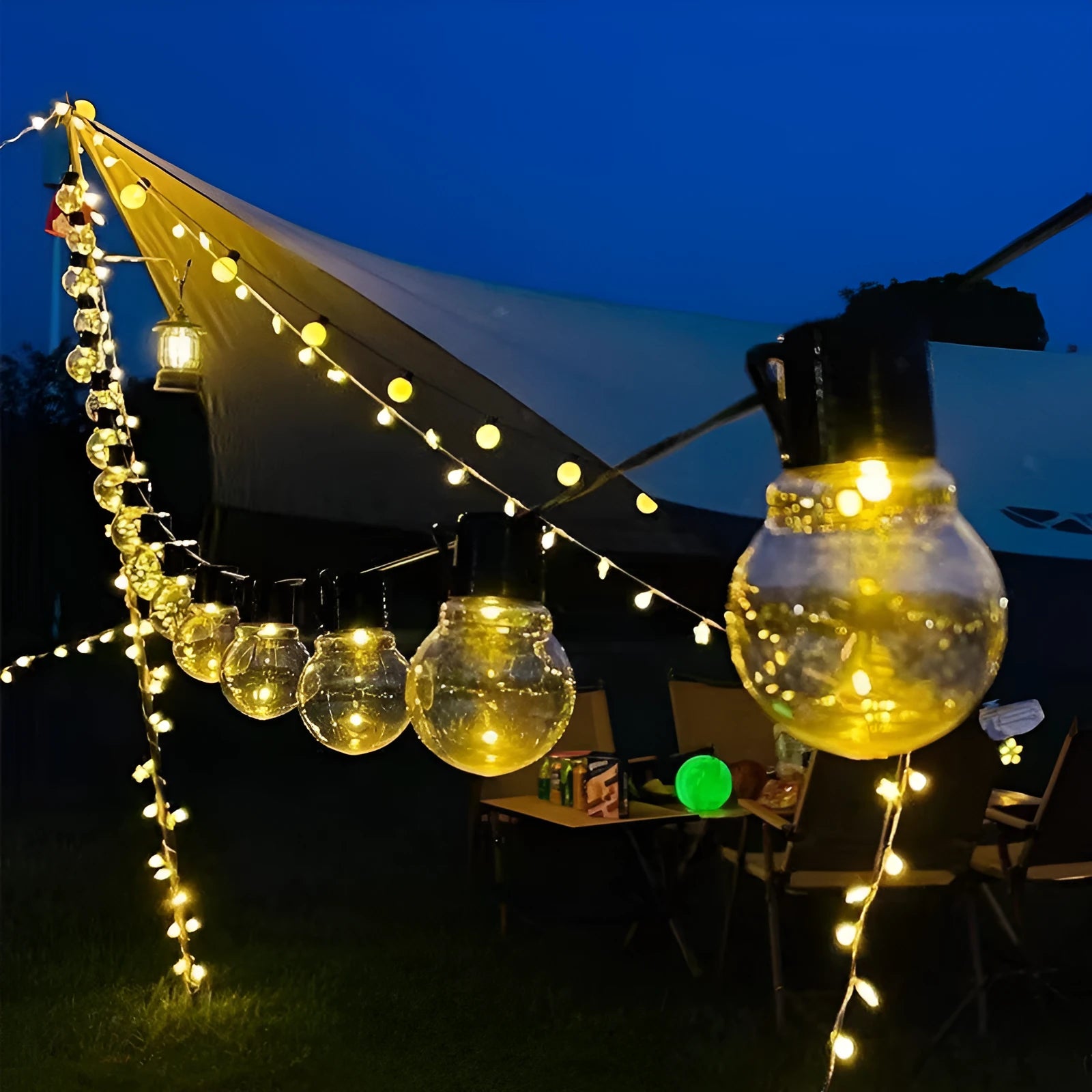 10-metre solar-powered decorative lighting string with 40 LED lights for outdoor festival and tent decoration