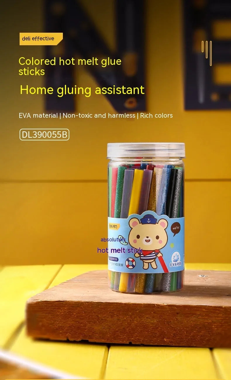55 transparent hot melt glue sticks in packaging with 7mm diameter for glue guns