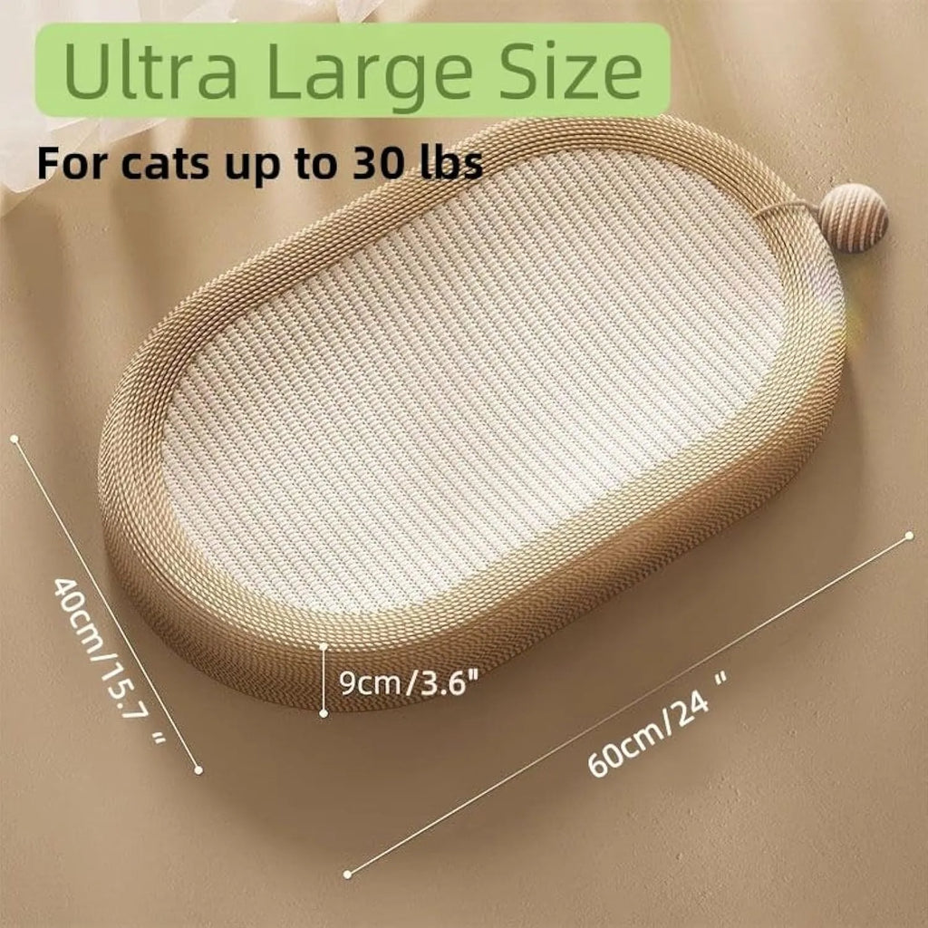 Ultra large natural sisal cat scratching board with lounge platform top.