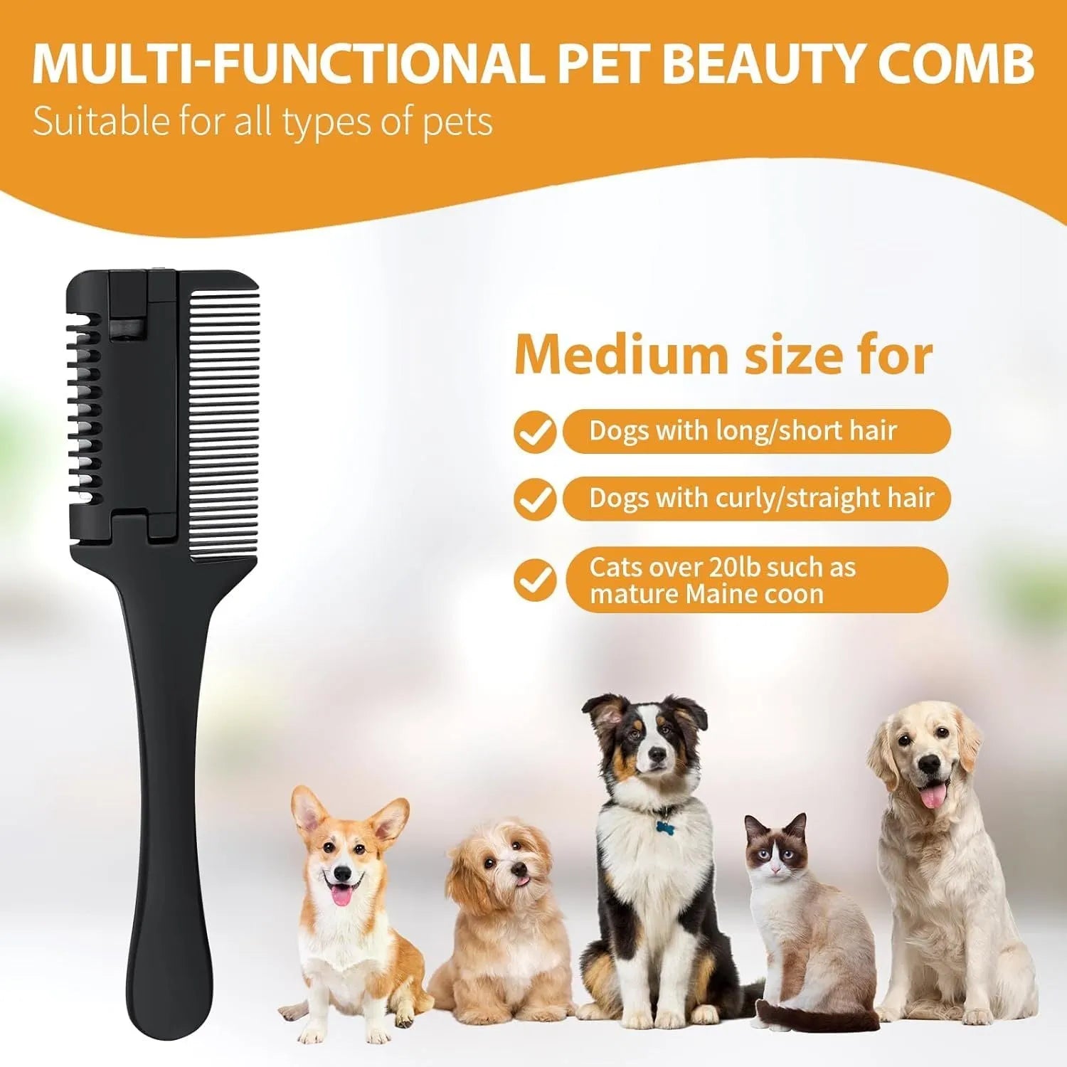 2-in-1 pet razor comb and trimmer for dogs and cats with 10 replacement blades
