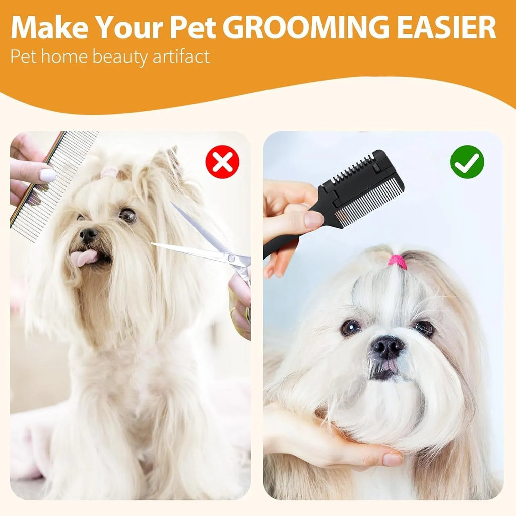 2-in-1 pet razor comb and trimmer for dogs and cats with 10 replacement blades