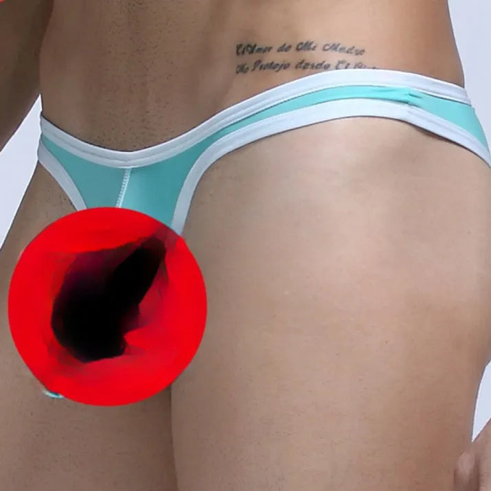 Men's ice silk elephant nose design briefs in multiple colours on a white background.