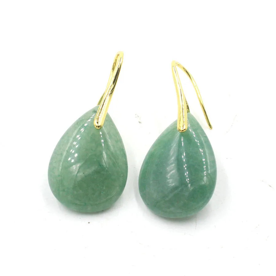 Geometric water drop crystal earrings with electroplated finish in amethyst colour