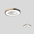 Nordic solid wood fan lamp with PVC shade in rectangular round or square shapes for living room