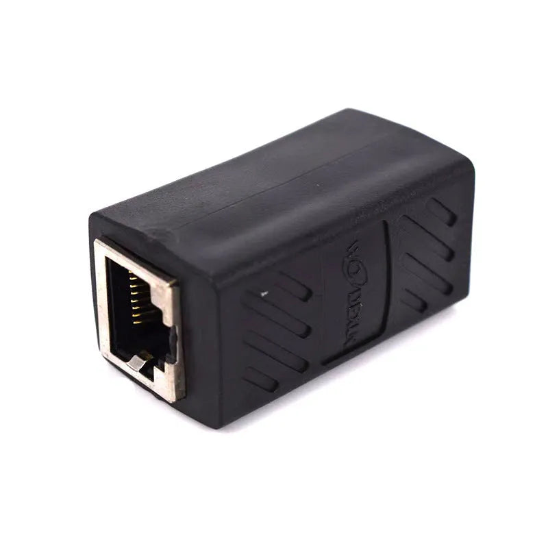 Black RJ45 rotary union network cable extender adapter for ethernet connections